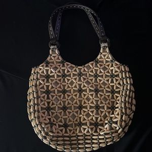Vintage Nine West boho wood bead handbag